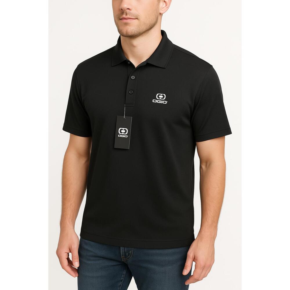 NWT OGIO LOG101 Black Short‎ Sleeve Button Up Collar Polo Shirt Mens Medium